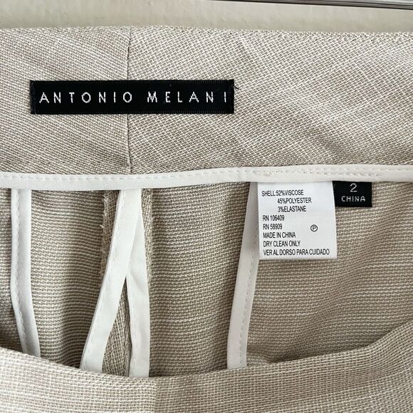 Antonio Melani Beige Dress Pants Size 2 Trousers Straight Leg Casual Lightweight - Picture 9 of 10